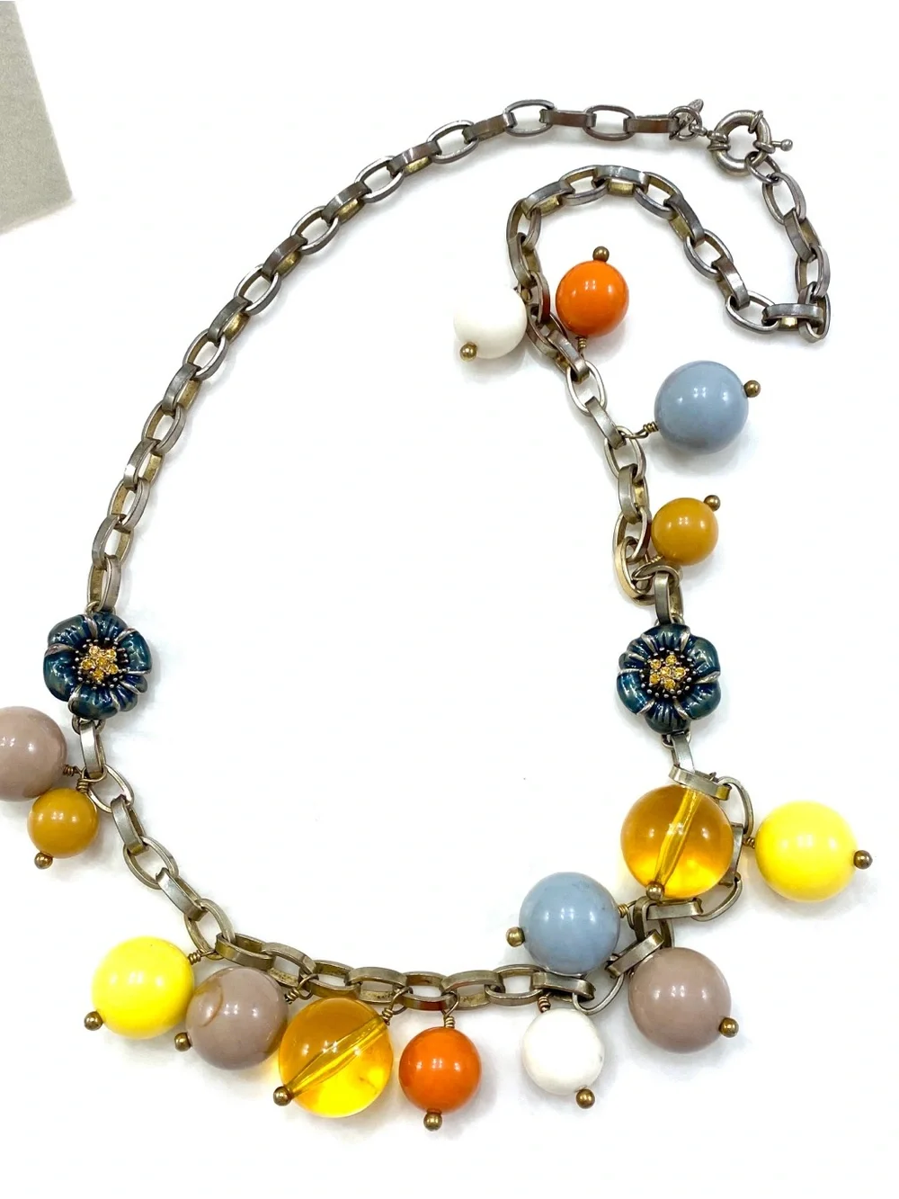 J. Crew Vintage Gumball Gold-Tone Chain Necklace with Multicolor Beads